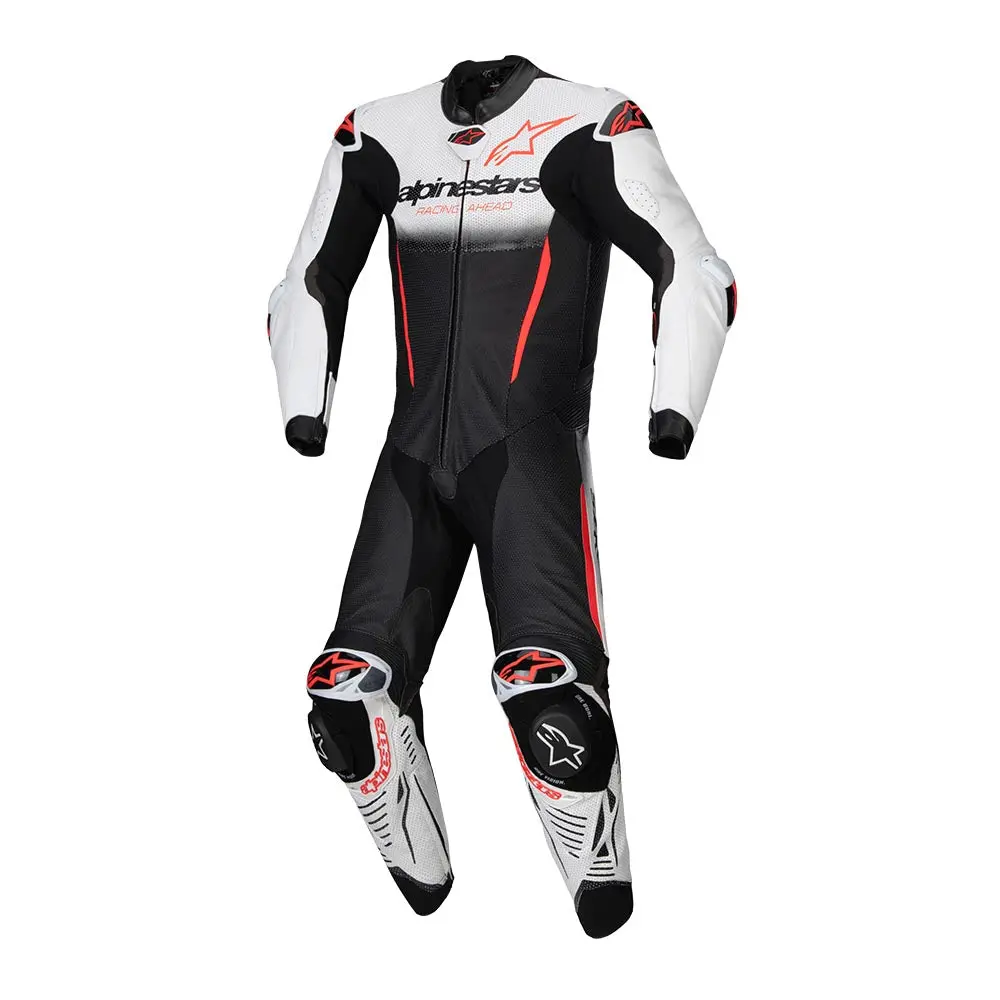 Gp-R7 1Pc  - Leather Racing Suit (White/Black/Red Fluo) 1