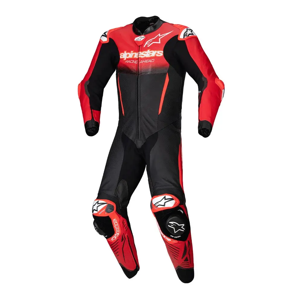 Gp-R7 1Pc  - Leather Racing Suit (Black/Mid Red) 1