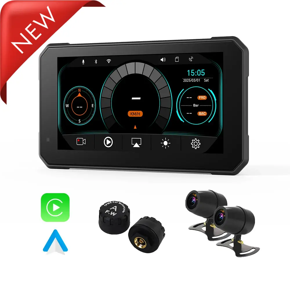 Lbc Moto-M3 Elite 6.25-Inch Magnetic Quick Release Motorcycle Carplay Navigation System With Camera, Tpms, And Gps 1