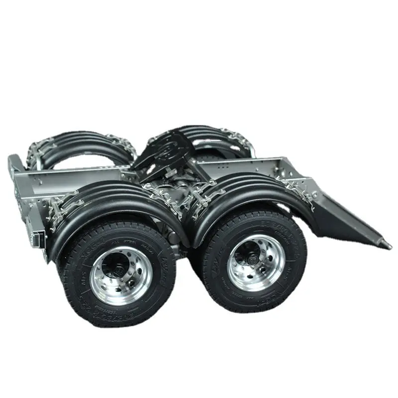 Double Axle Metal Trailer For 1/14 Tamiya Rc Tractor Scania R620 1