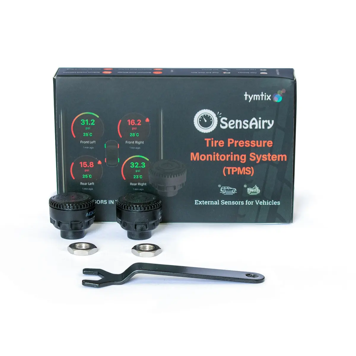 Sensairy External Tpms (Pack Of 2 Sensors) – Diy Solution For Cars And Motorcycles 1