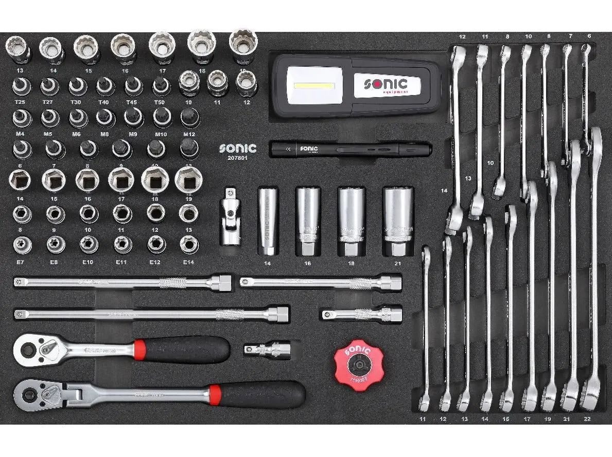 Sonic Foam System - Combination Socket Set & Wrenches 3/8" - 78 Pieces - 26" (Medium) 1