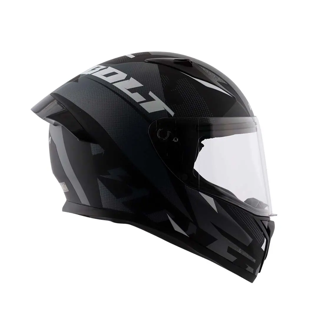 Vega Bolt Dx Macho Dull Black Grey Full Face Helmet 1