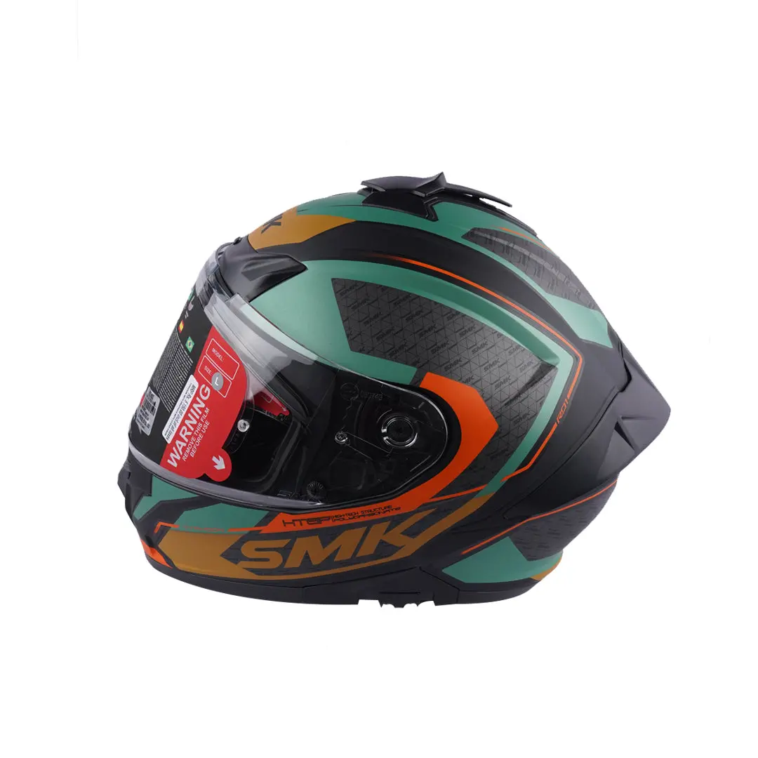Smk Typhoon Rd1 Matte Black Green Orange Helmet 1