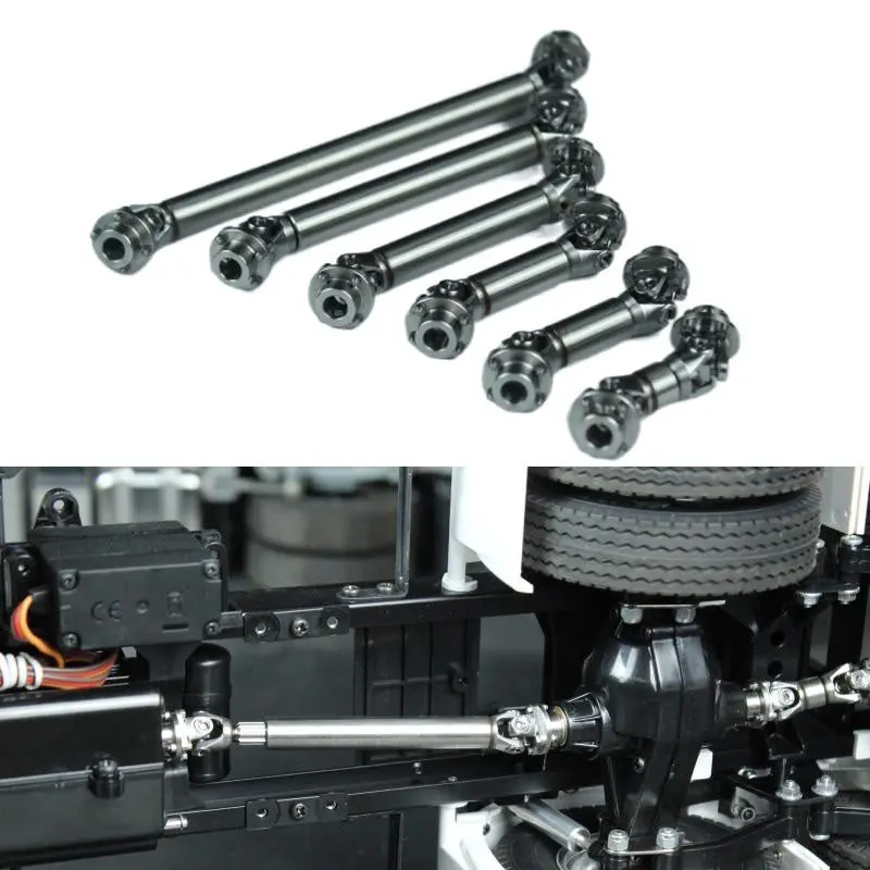 Cross Shaft Structure Stainless Steel Drive Shaft Cvd Coupling For 1/14  Tamiya Remote Control Truck Tractor Scania R620 1
