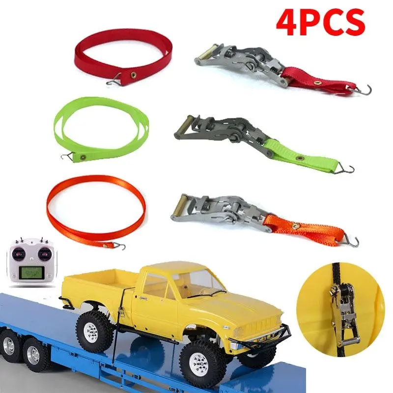 4Pcs Mirco Metal Ratchet Fastening Strap For 1/14 Tamiya Remote Control Tractor  1/10 Rc Crawler Car 1