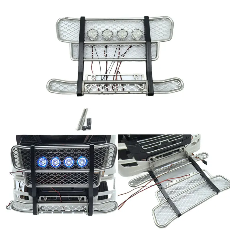 Tamiya 1/14 Scania 770S 56368 56371 Stainless Steel Spotlight Front Bumper Dc5v 1