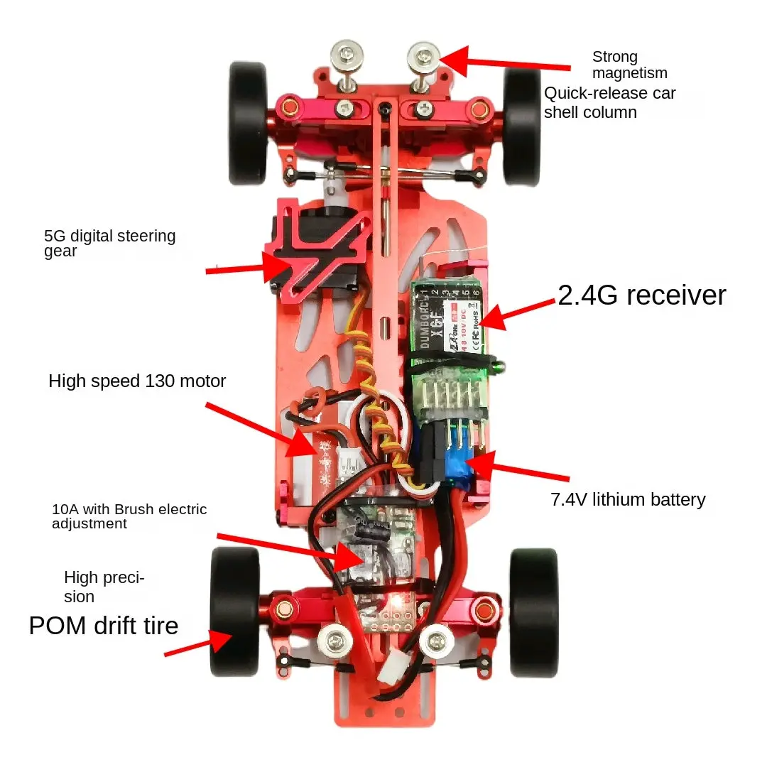 1/24 Brushed Power Awd Metal Shell Frame Remote Control Drift Mosquito Car Mini-Q8 Rtr 8