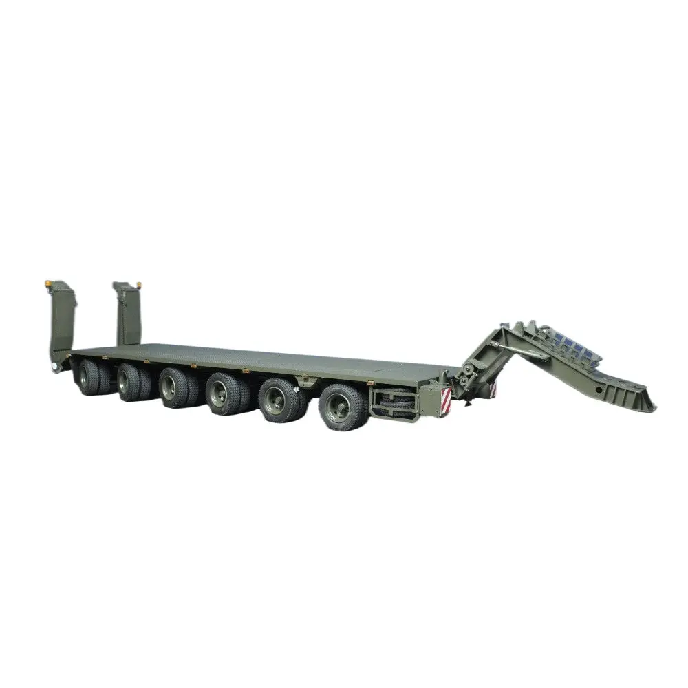 Lxy 1/14 Metal Army Green Painted Lowbed 6 Axle Transport Trailer 1