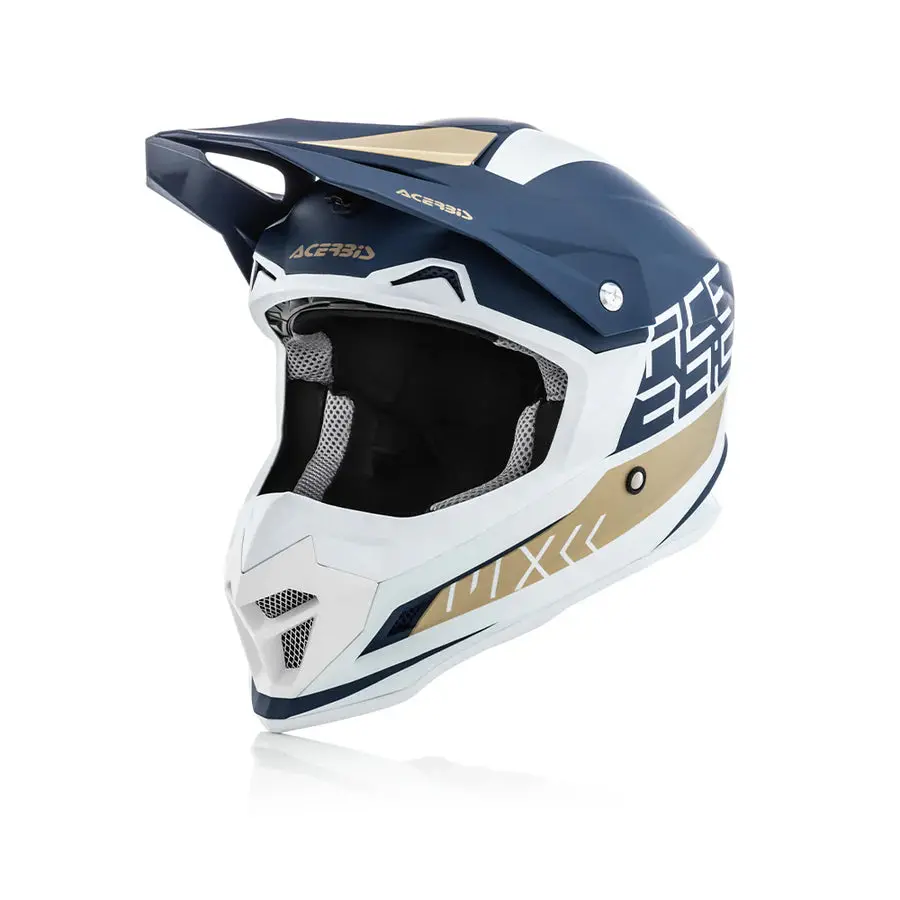 Acerbis Profile 4 Motocross Helmet Gloss - White/Blue – Ece 22-05 Certified 1