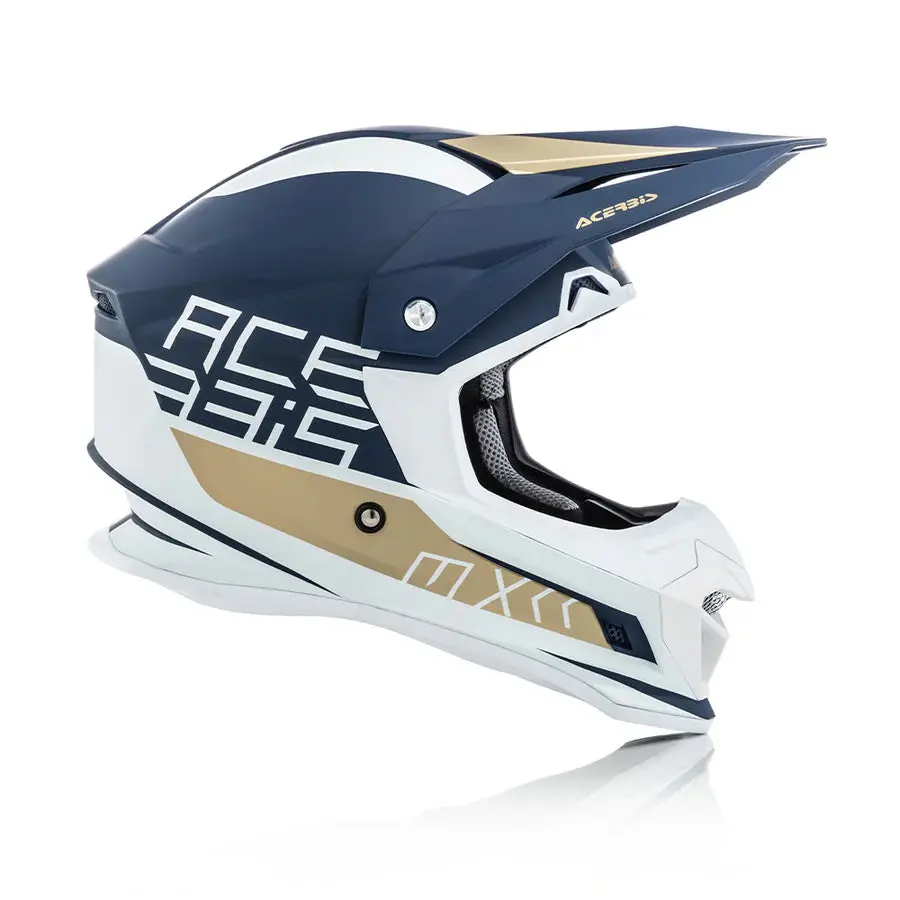 Acerbis Profile 4 Motocross Helmet Gloss - White/Blue – Ece 22-05 Certified 4