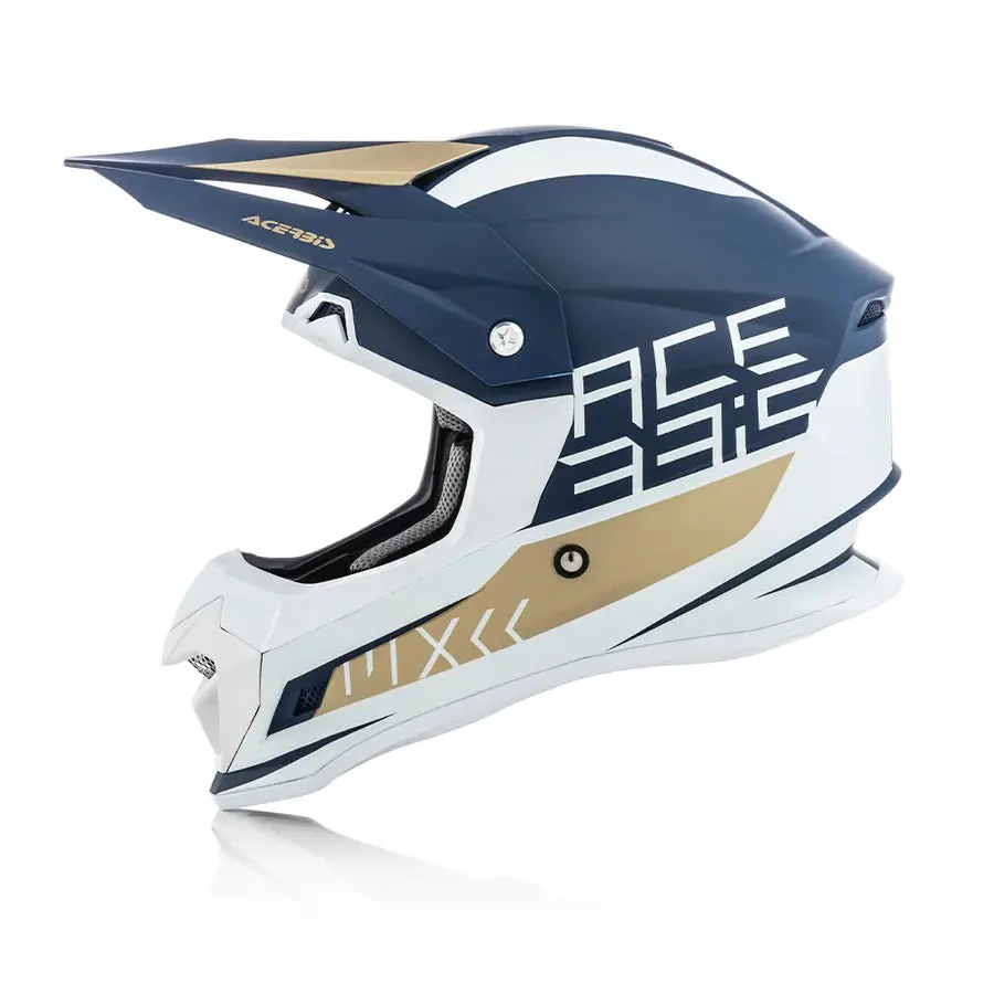 Acerbis Profile 4 Motocross Helmet Gloss - White/Blue – Ece 22-05 Certified 2