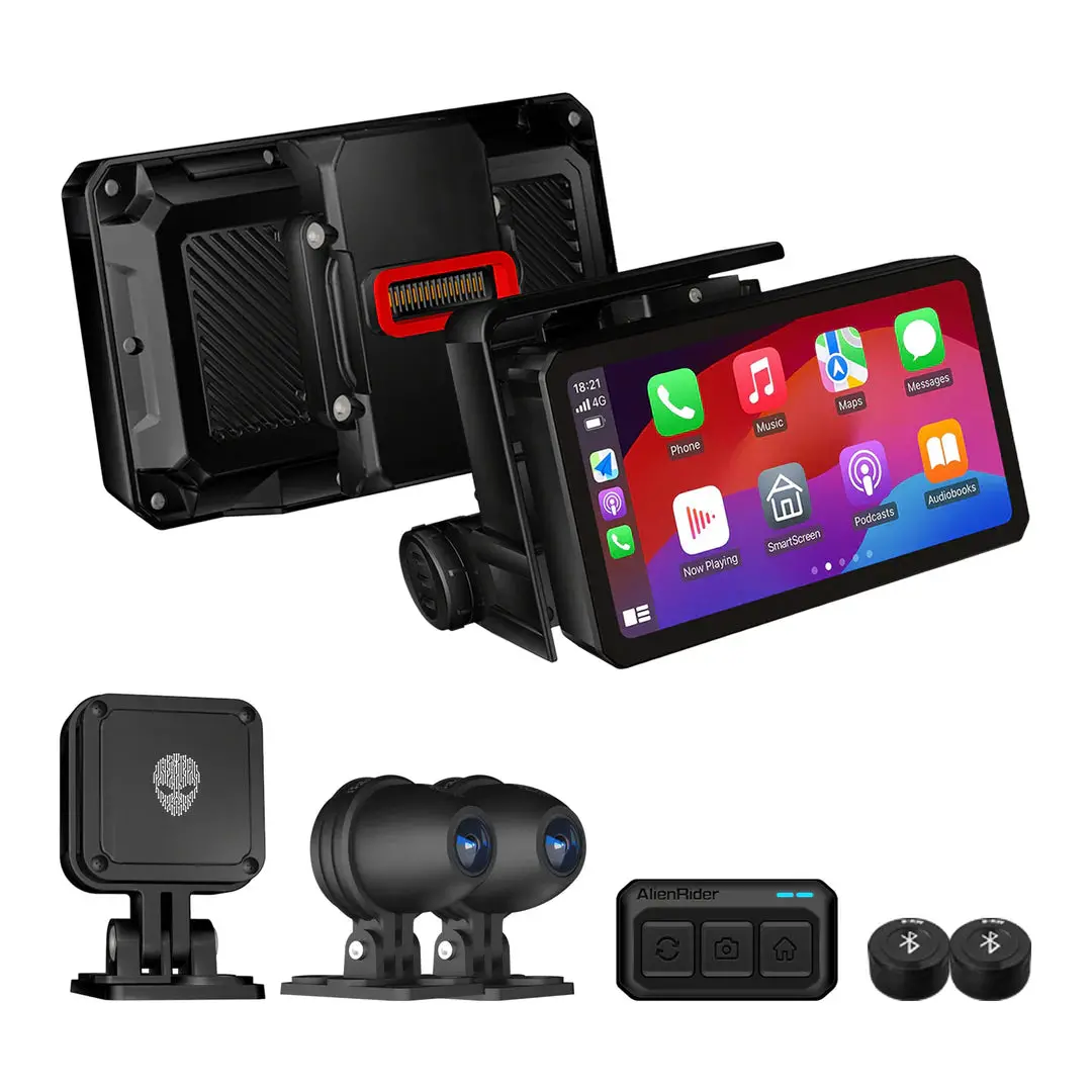 Alienrider M2-Qr Smart Motorcycle Carplay System | Unique Qr Quick-Release Function | 77G Radar Blind Spot Monitoring | Tpms | 6.2-Inch Touchscreen | Ip68 Waterproof 1