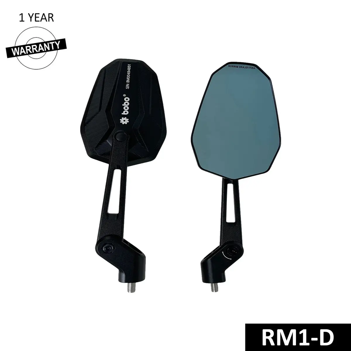Bobo Rm1-D Premium Rearview Mirrors For Motorcycles | Cnc Aluminum Adjustable Bike Mirrors 1