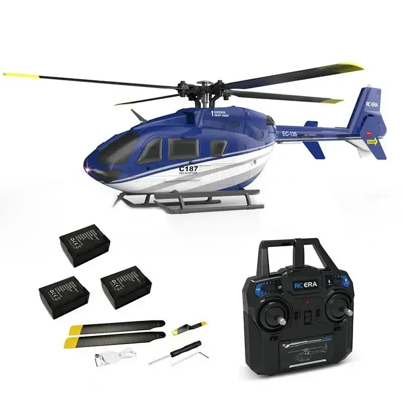C187 Ec135 4Ch 6-Axis Gyro Single-Propeller Without Ailerons Rc Helicopter Rtf 3