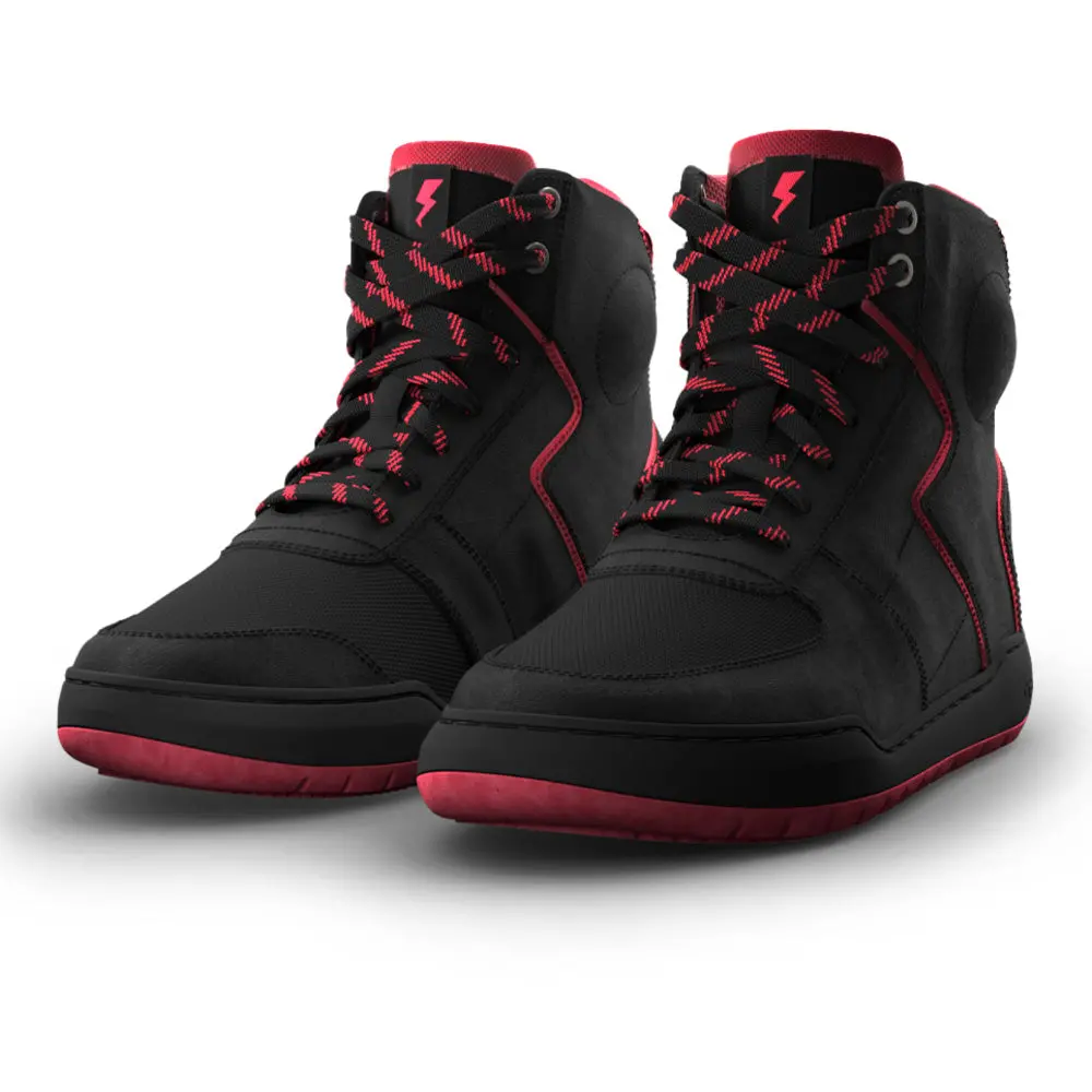 Casual - Waterproof Motorcycle Riding Boots (Black/Red) 1