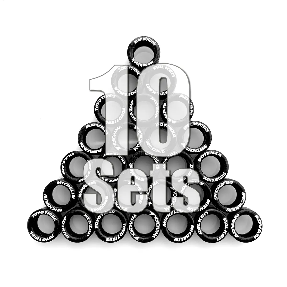 Race Tires W/ Lettering 10 Sets (40 Pieces) Value Pack (30% Off) 1
