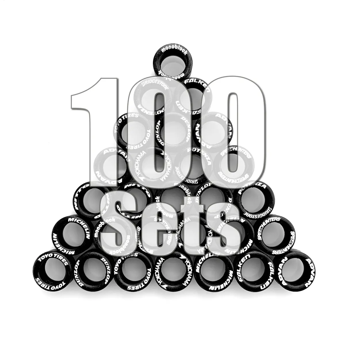 Race Tires W/ Lettering 100 Sets (400 Pieces) Value Pack (50% Off & Free Shipping World-Wide) 1