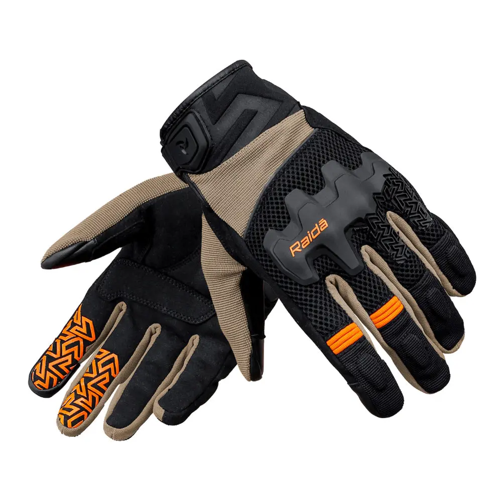 Drift - All Terrain Motorcycle Riding Gloves (Khaki/Orange) 1