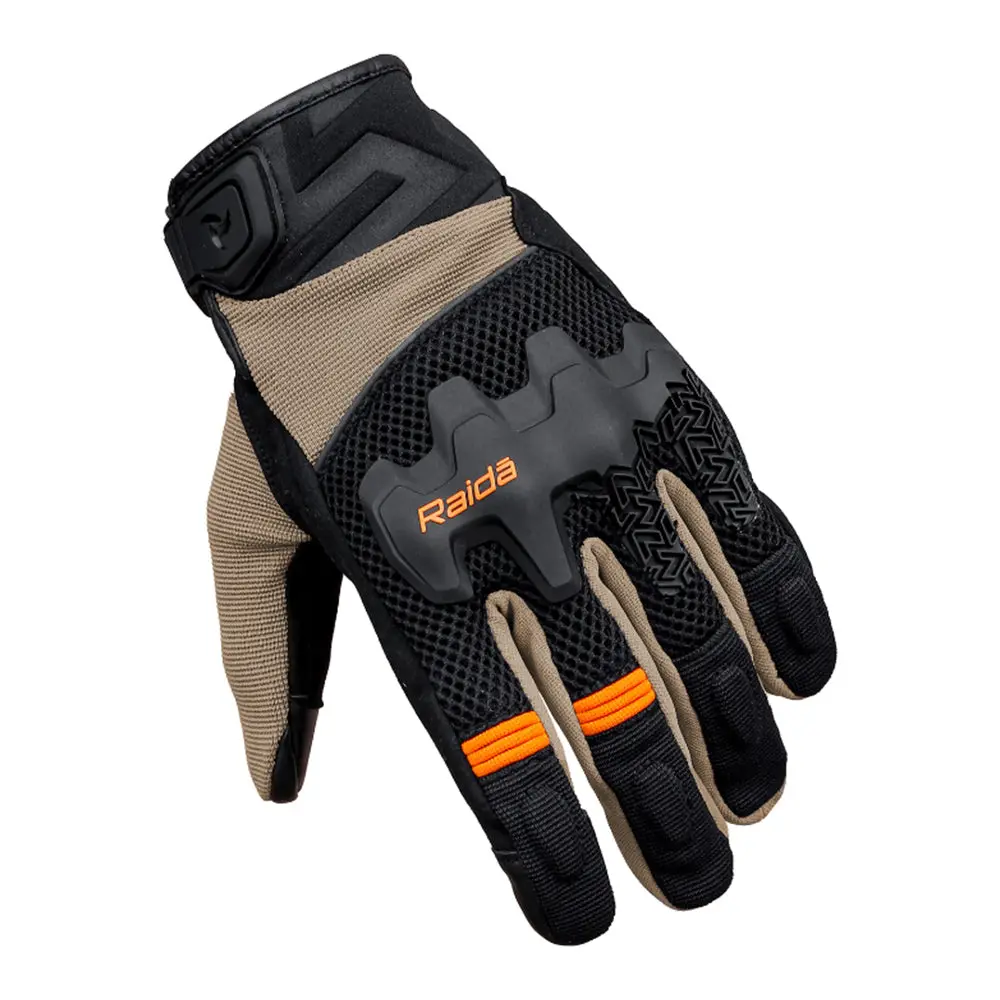 Drift - All Terrain Motorcycle Riding Gloves (Khaki/Orange) 2