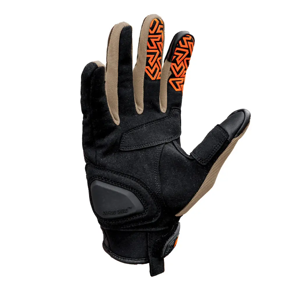 Drift - All Terrain Motorcycle Riding Gloves (Khaki/Orange) 3
