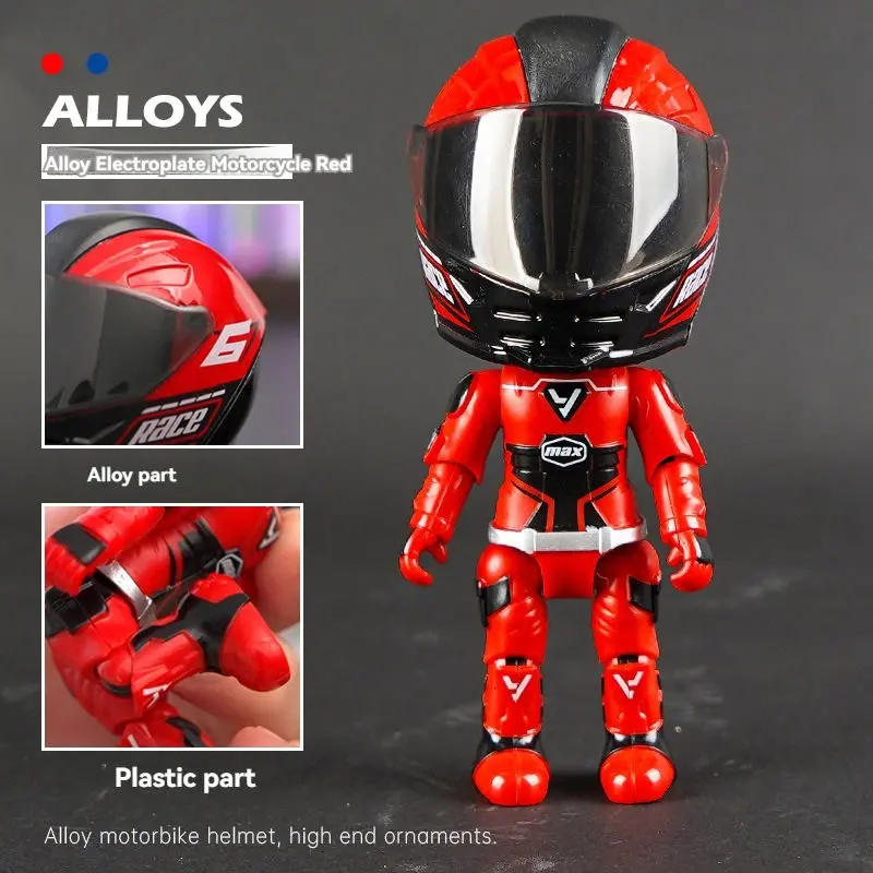 Motogp Helmet Metal Mini Figure, Die-Cast Transforming Action Figure, Poseable Racing Character With Helmet 1