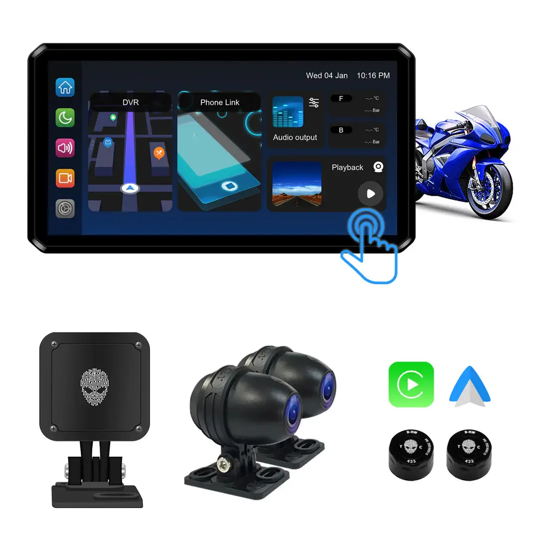 Alien Rider M2max Motorcycle Streaming Smart System,77G Mmwave Radar Blind Spot Detection,Wireless Connectivity With Carplay/Android Auto,Rear-View Streaming Lane Change Assist,1080P Hd Dashcam,Tpms 1