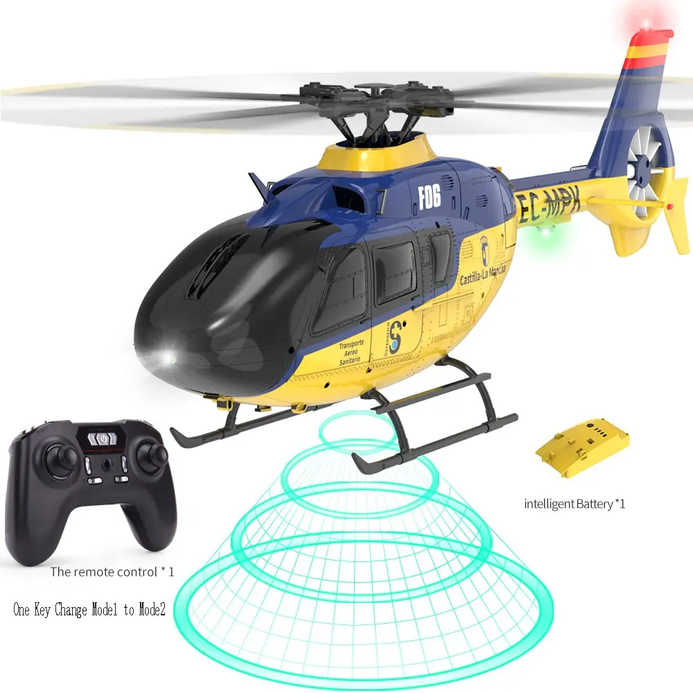 Yuxiang F06 6Ch Dual Brushless Motor 1:36 Ec135 Rc Helicopter Rtf 1