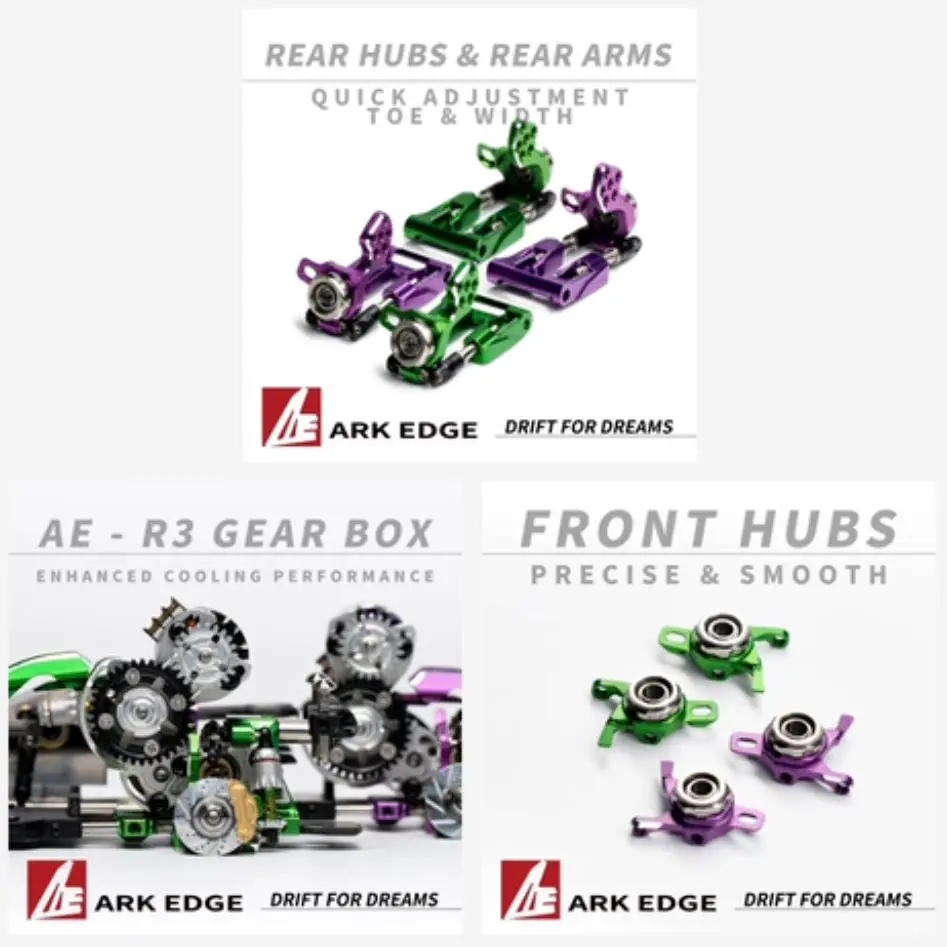 Arkedge Ae24x 1/24 Rc Drift Car -Op Ae-R3 High Traction Wavebox Metal Wheel Cup Swing Arm 1