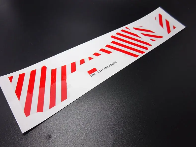 1/14 Tamiya Mercedes Arocs 3363 3348 Front Bumper Red And White Warning Strip Sticker 1