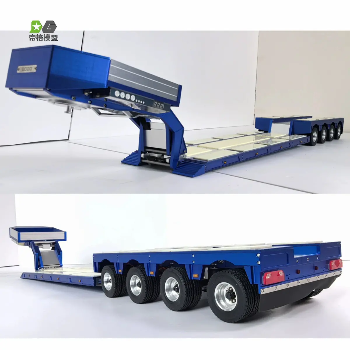 Tamiya 1/14 Rc Tractor All Metal Removable Transport Trailer With Wireless Transmission Light Set 2