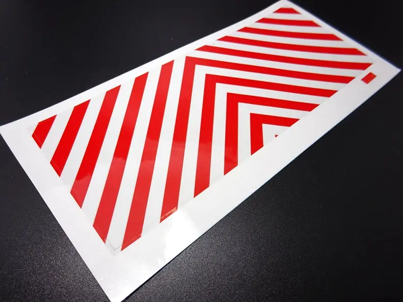 1/14 Tractor General European Alert Red And White Stripe Waterproof Sticker 1