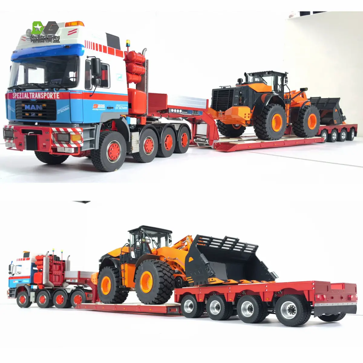 Tamiya 1/14 Rc Tractor All Metal Removable Transport Trailer With Wireless Transmission Light Set 2