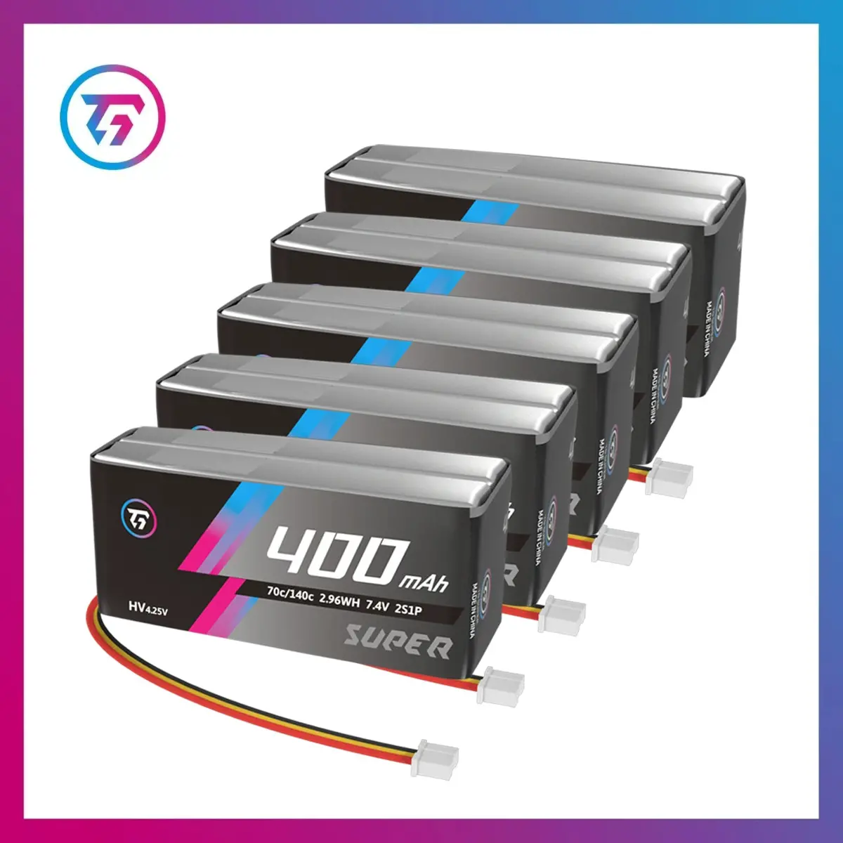 Tg Super 400Mah 2S 7.6V 70C 1/24 Rc Drift Car Lithium Battery Ph2.0 Plug 5