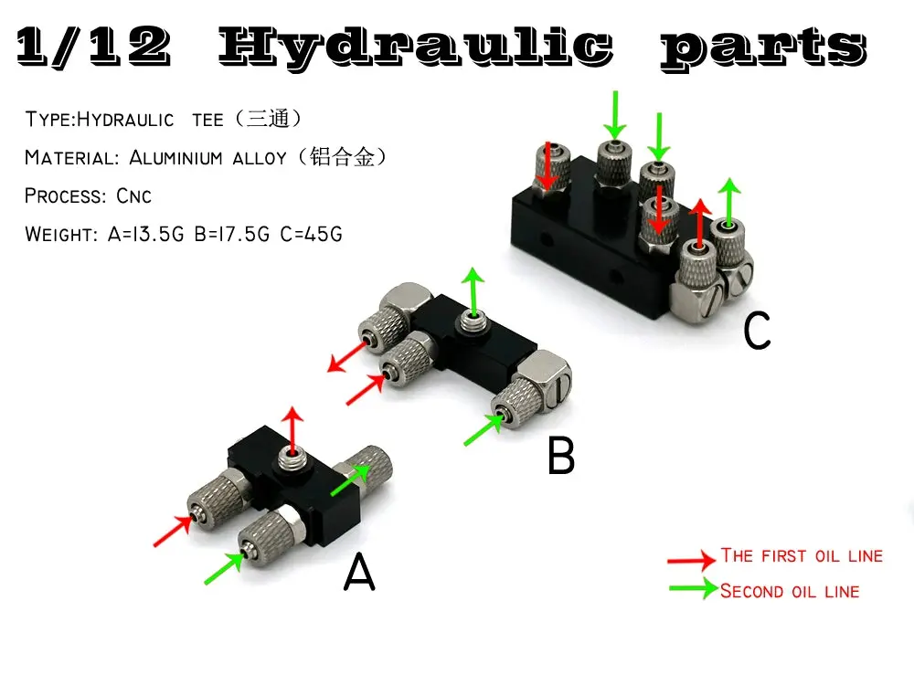 Wst J-23 1/12 Rc Hydraulic Excavator Cylinder Quick Connector 3