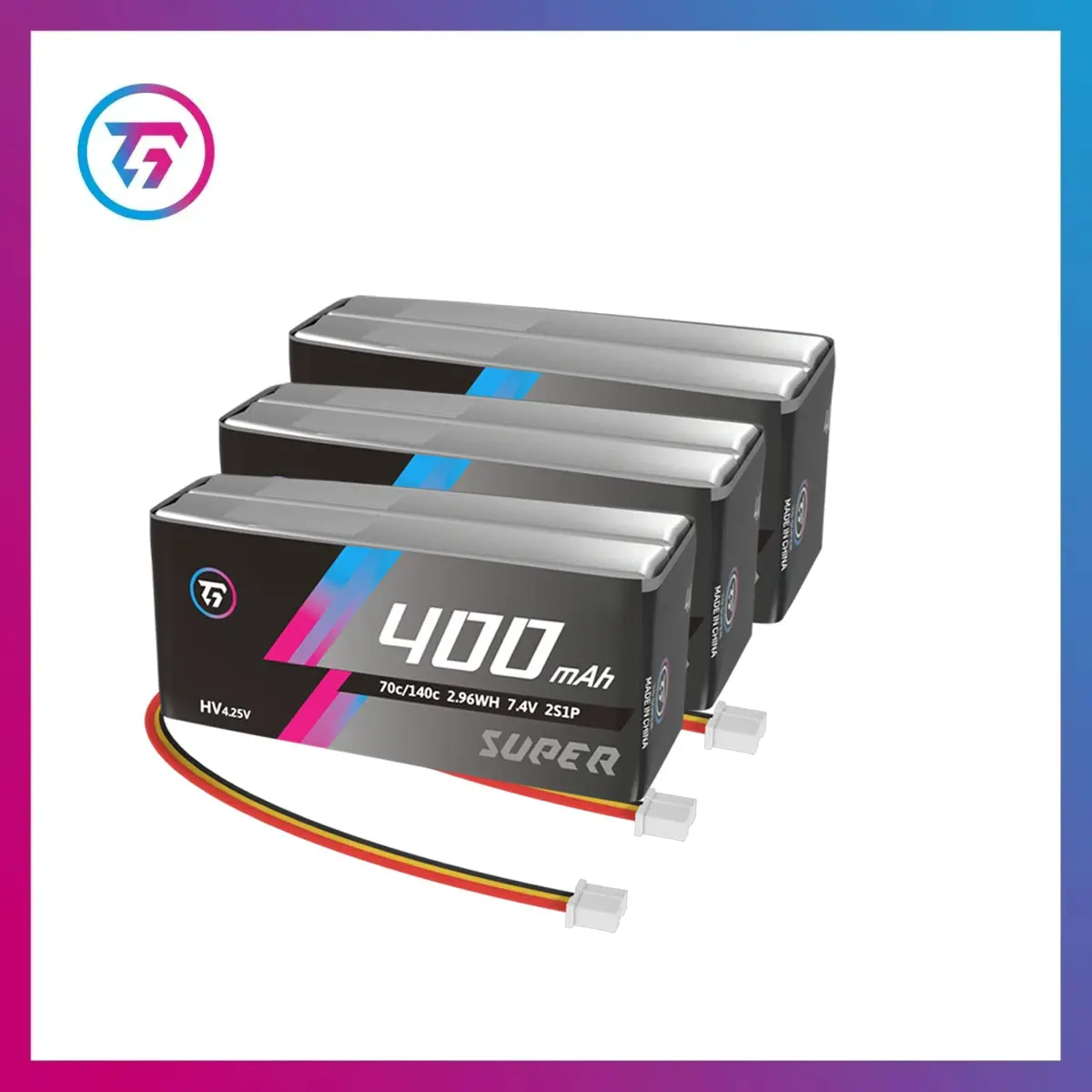 Tg Super 400Mah 2S 7.6V 70C 1/24 Rc Drift Car Lithium Battery Ph2.0 Plug 3