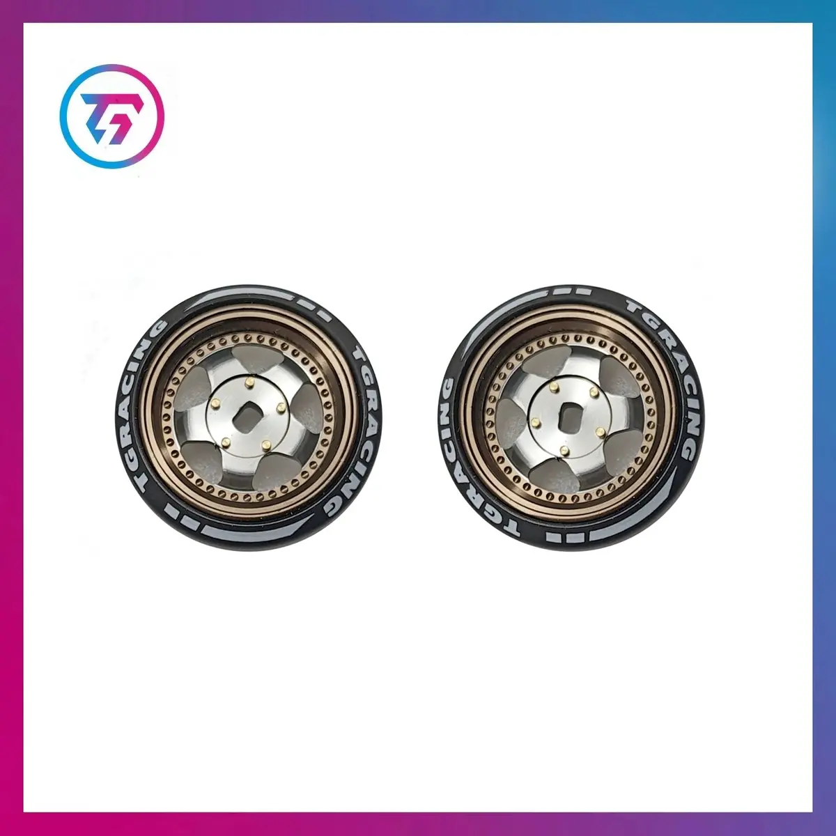 Tg Racing Te37 Aluminium 20Mm Wheels With Tires For 1/24 Rc Drift Car 2Pcs 1