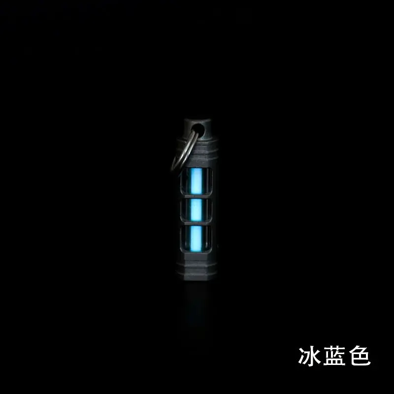 Titanium Alloy Tritium Tube Keychain Self-Luminous 25Years 3.5X25mm 8
