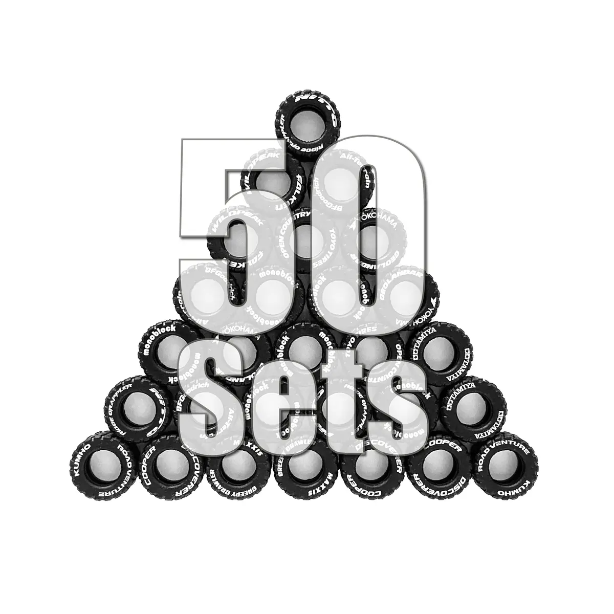 Off-Road Tires W/ Lettering 50 Sets (200 Pieces) Value Pack ($90 Savings & Free Domestic Shipping) 1