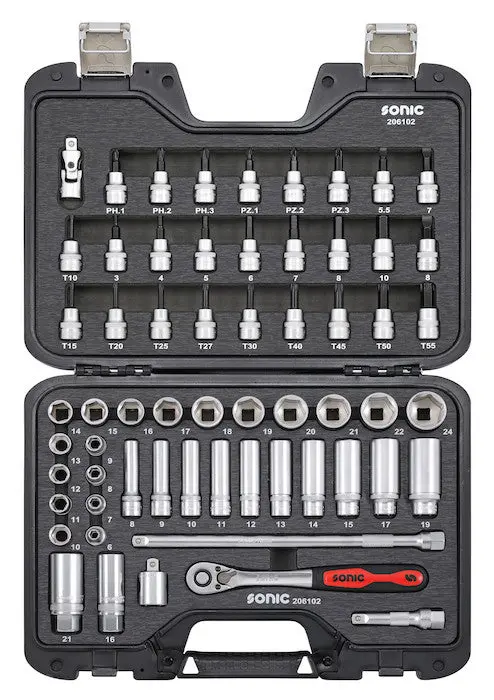 Sonic Tools Mobile Case Storage Socket And Bit Socket Set 3/8", 61-Pcs 1