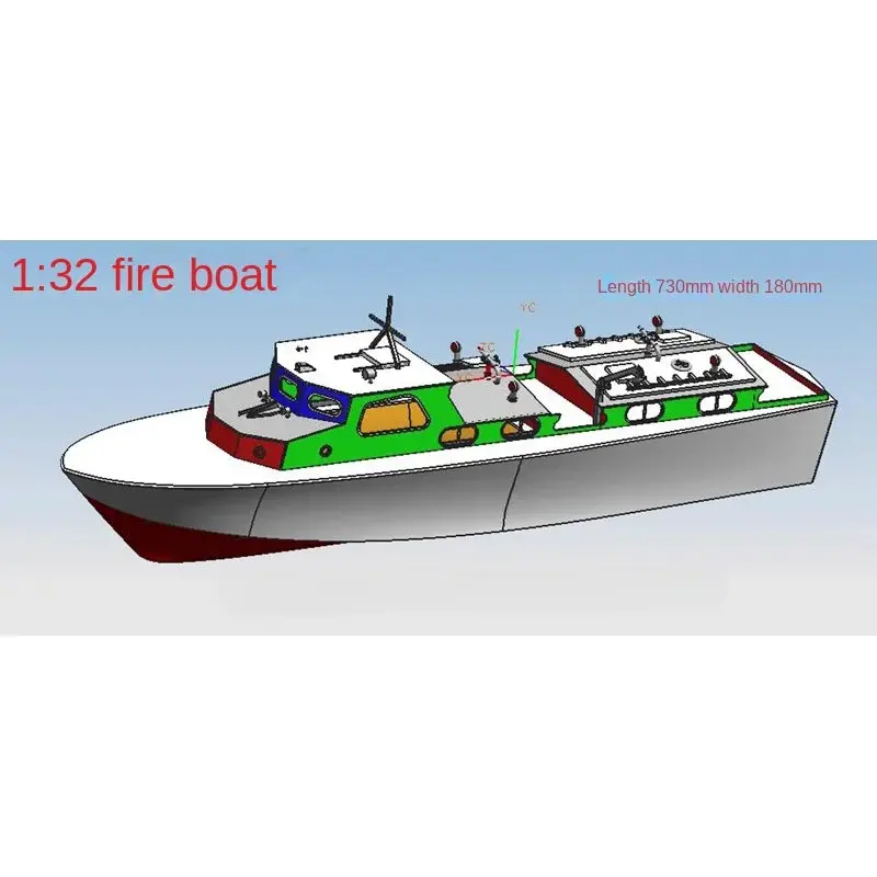1/32 Fire 94 Remote Control Fire Boat Model Assembly Kit 2