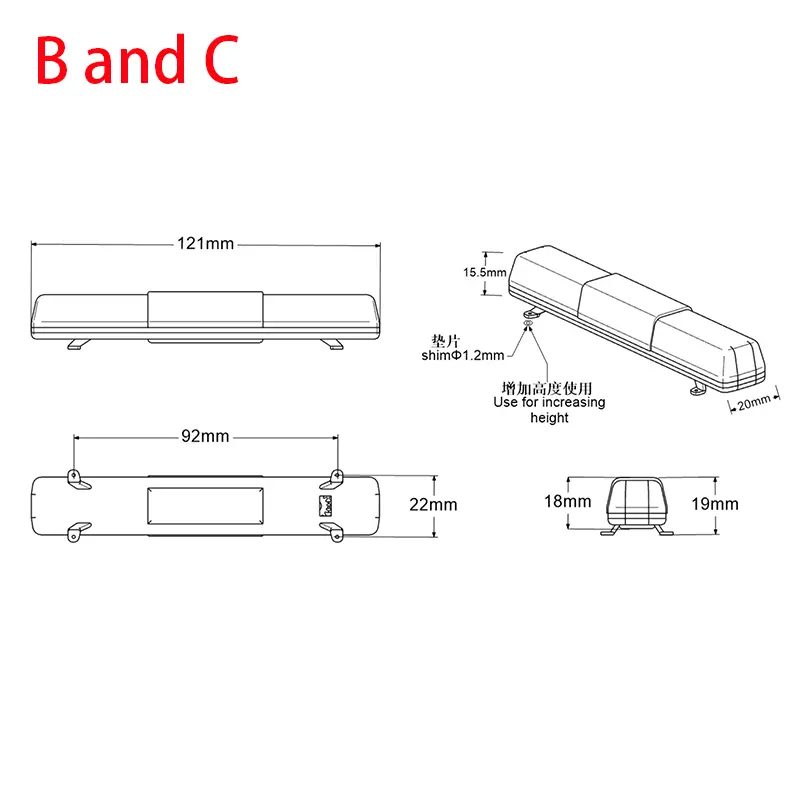 Bitrc Led Rotation Engineering Lamp For 1/10 Rc Crawler 1/14 Tamiya Rc Truck Scania 770S 8