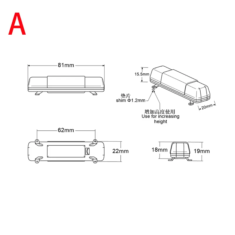 Bitrc Led Rotation Engineering Lamp For 1/10 Rc Crawler 1/14 Tamiya Rc Truck Scania 770S 7