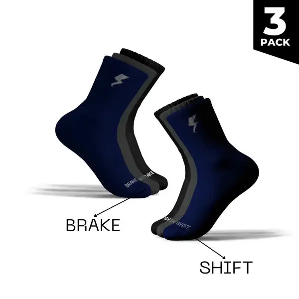 3 Pack - Brake/Shift - Moto Socks (Black/Grey/Navy) 1