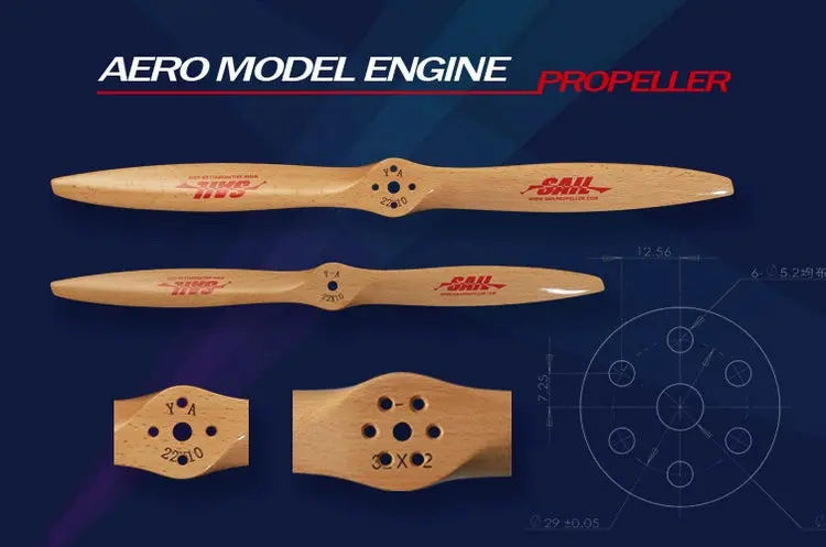 Sail Dle Gasoline Engine Wooden Paddle With Mounting Holes Opened 1