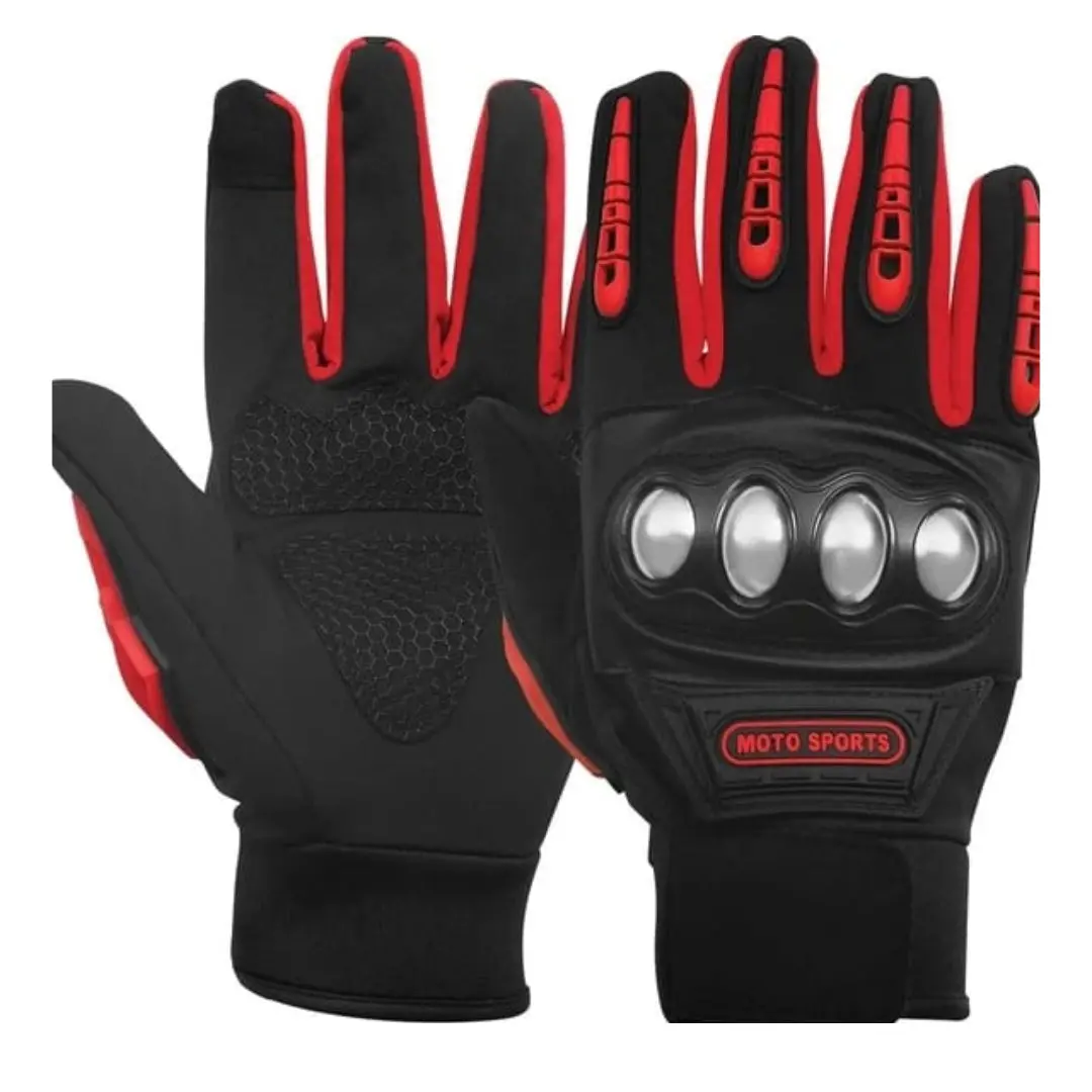 Moto Sports Motorcycle Riding Gloves – Red & Black, Armored Protection 1