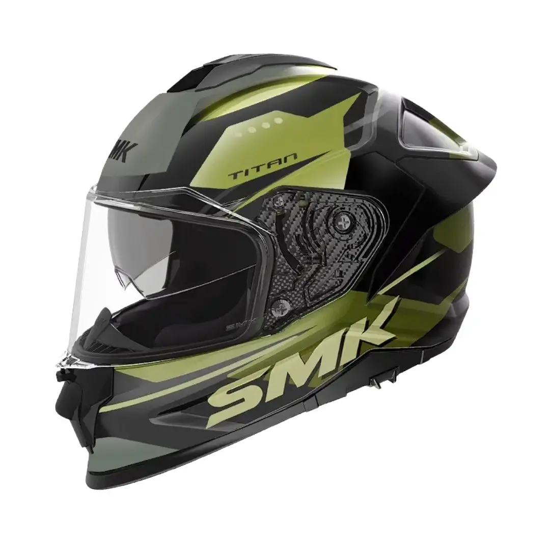 Smk Titan Fiber Sporter Helmet (Gloss Black-Yellow-Green) 1