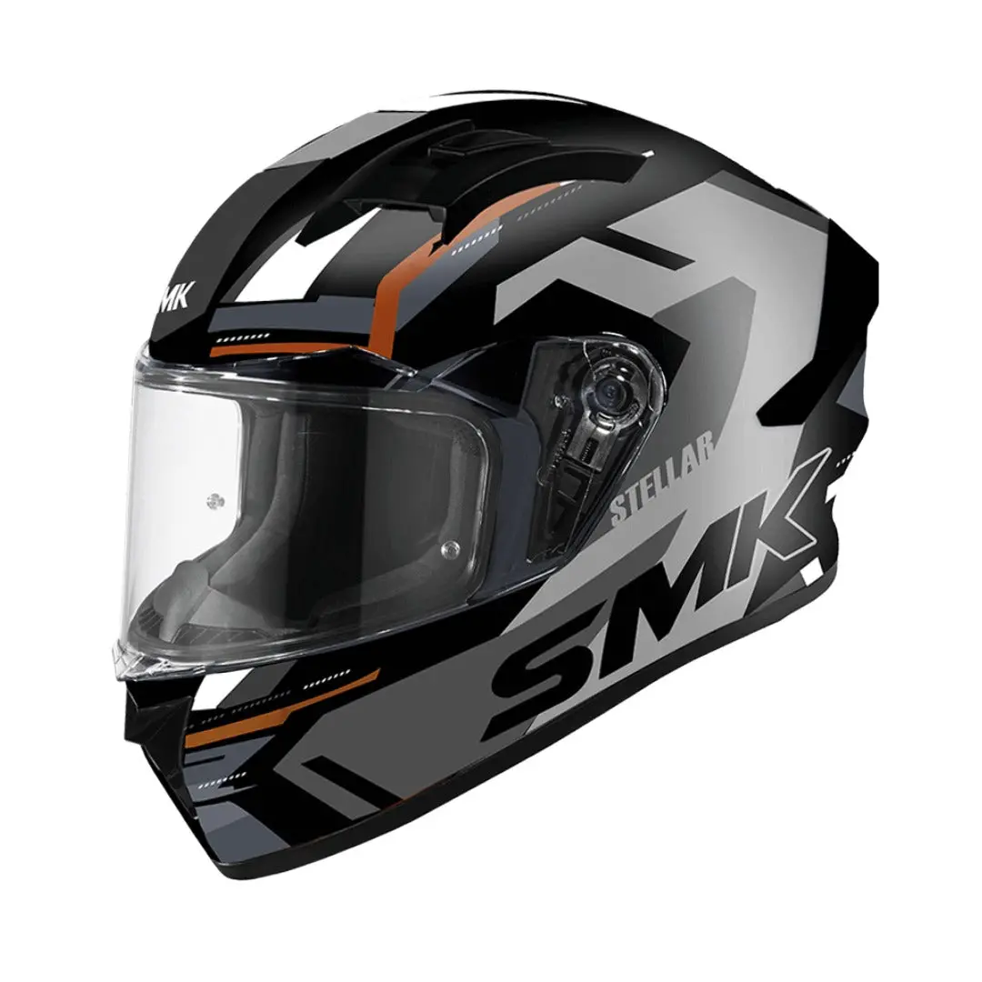 Smk Stellar K-Power Gloss Black Grey Orange Helmet 1