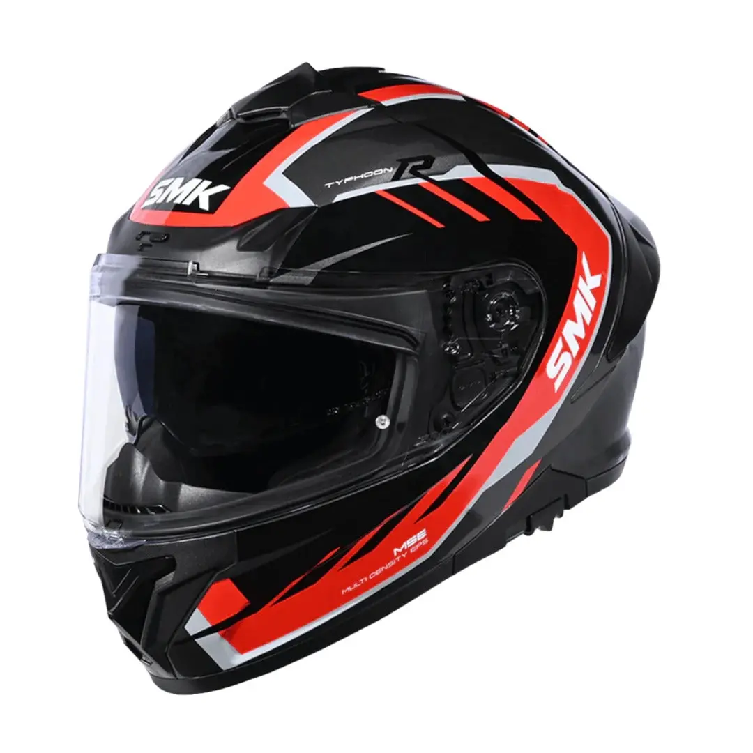 Smk Typhoon Aerot Matt Grey Red Black (Ma632) Full Face Helmet 1