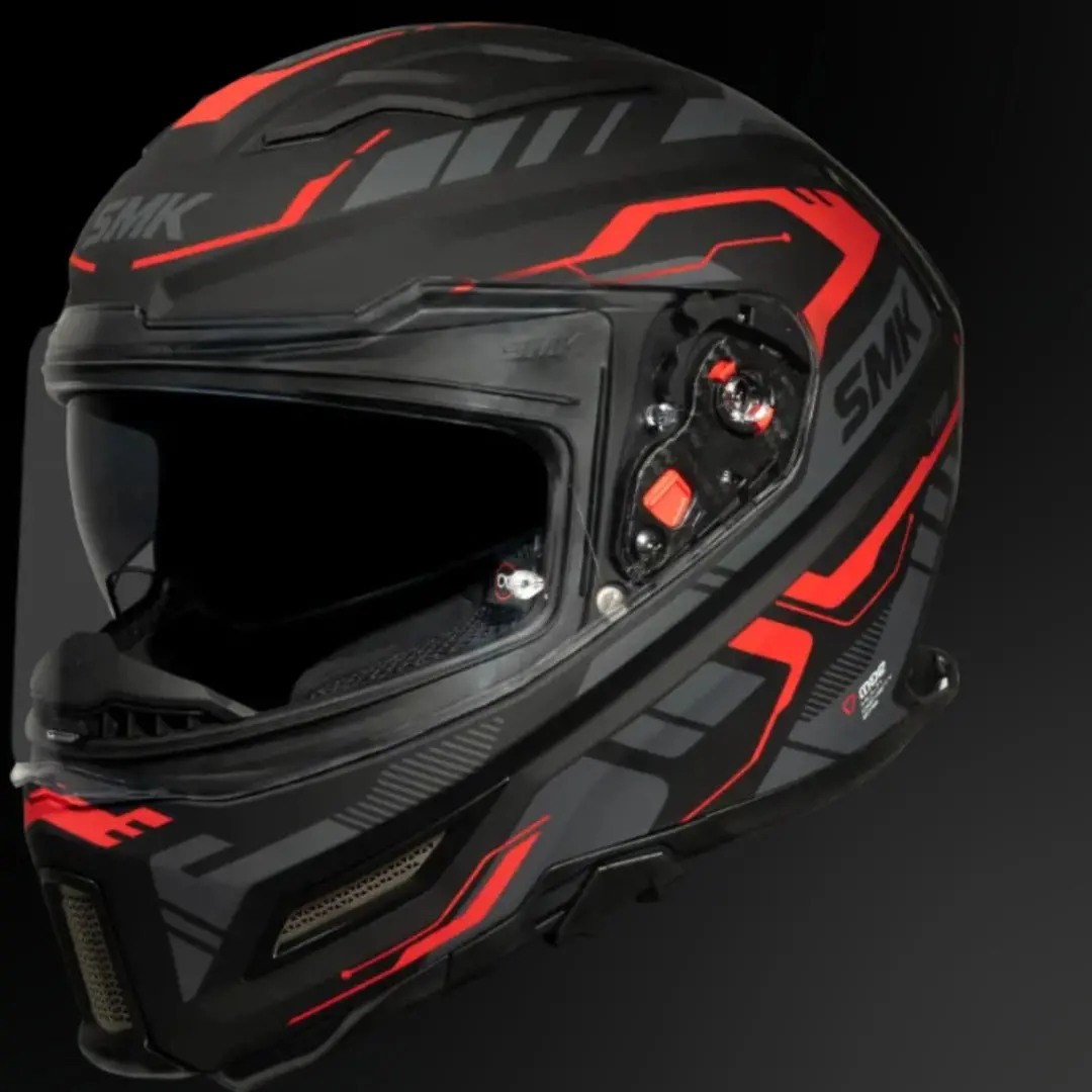 Smk Agnar Tektron Black Grey Red Full Face Helmet 1